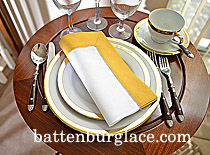 White Hemstitch Napkin with Honey Gold colored Trims